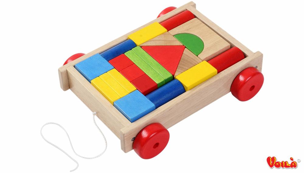 Wooden Toys | 501H Basic Blocks On Wheels Pre-Nursery Interview Toys Pre-Nursery Interview Toys